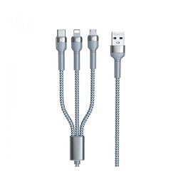 Кабель Remax Jany Series 3в1 USB to Type-C\/Lightning\/Micro-USB Silver (RC-124TH)