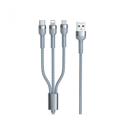 Кабель Remax Jany Series 3в1 USB to Type-C/Lightning/Micro-USB Silver (RC-124TH)