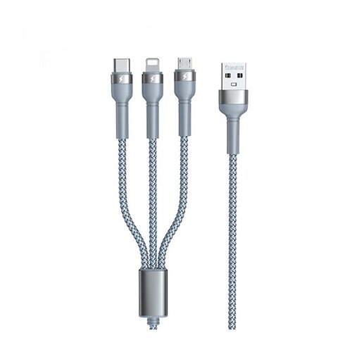 Кабель Remax Jany Series 3в1 USB to Type-C\/Lightning\/Micro-USB Silver (RC-124TH)