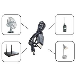 Кабель 2Е USB-A > DC 5.5х2.5мм живлення 1м, 12В/1A, чорний