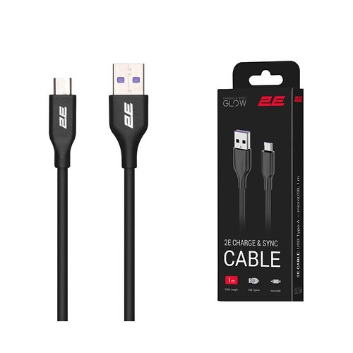 Кабель 2E USB-A > microUSB заряджання/синхронізації 10Вт, 1м, чорний