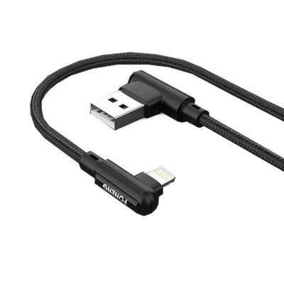 Кабель Foneng X70 90-градусный угловой игровой кабель (3A) USB - Lightning (M/M), 1 м, Черный (X70-CA-DAG-IP)
