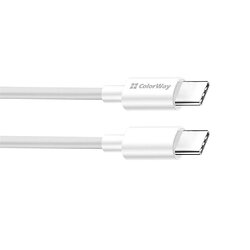 Кабель ColorWay USB Type-C - USB Type-C (M/M), PD Fast Charging 65W, 3.0 А, 1 м, White (CW-CBPDCC055-WT)