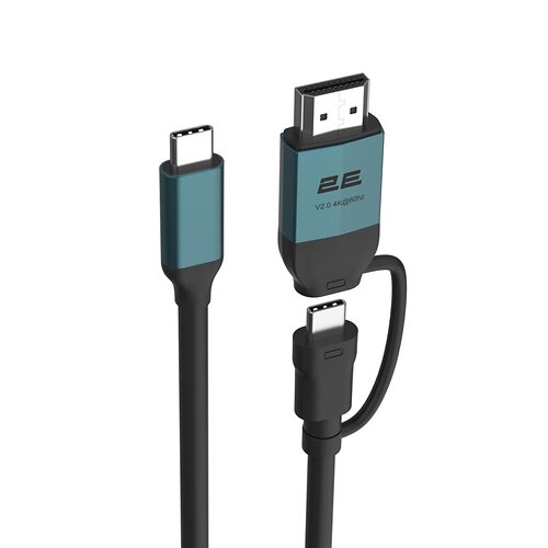Кабель 2E USB-C > USB-C/HDMI 4K/60Hz, 2м, Pine Green