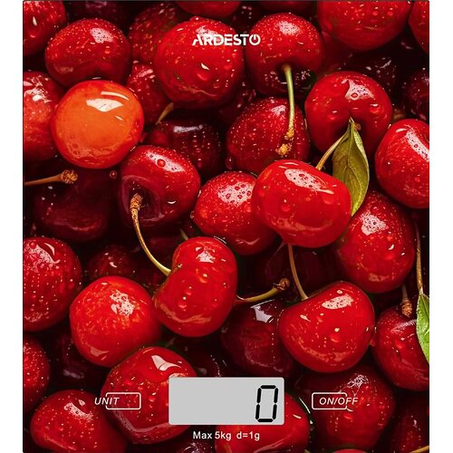 Ваги ARDESTO кухонні CHERRY, 5кг, AAAx2 в комплекті, скло, багатокольоровий