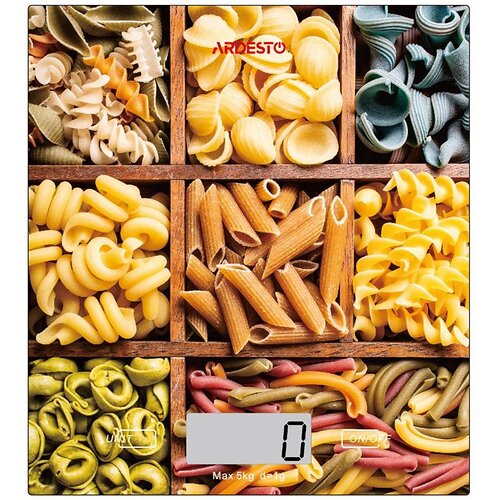 Ваги ARDESTO кухонні Pasta, 5кг, AAAx2 в комплекті, скло, багатокольоровий