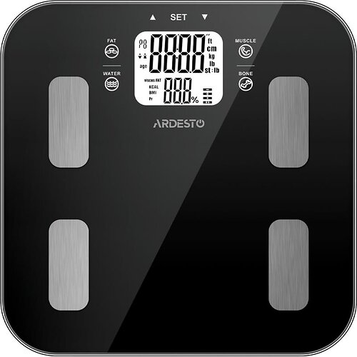 Ваги ARDESTO підлогові, 180кг, AAAx3 в комплекті, скло, чорні