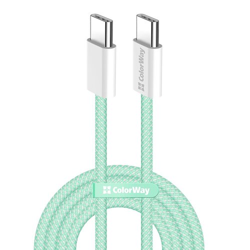 Кабель ColorWay USB Type-C + USB Type-C (M/M), 3.0 А, 1 м, Green (CW-CBPDCC061-G)