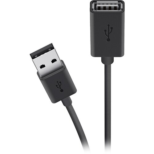Кабель Belkin USB-A > USB-AF заряджання/синхронізації 3м, чорний
