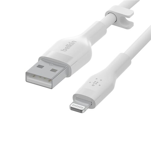 Кабель Belkin USB-A > Lightning заряджання/синхронізації 12Вт, 1м, силіконовий з кліпсою, білий