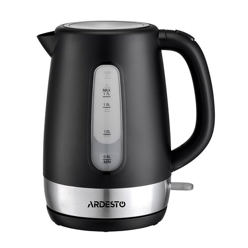 Електрочайник ARDESTO 1.7л, Strix, пластик, чорний матовий