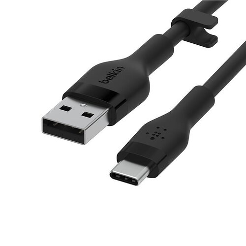Кабель Belkin USB-A > USB-C заряджання/синхронізації 15Вт, 3м, силіконовий з кліпсою, чорний