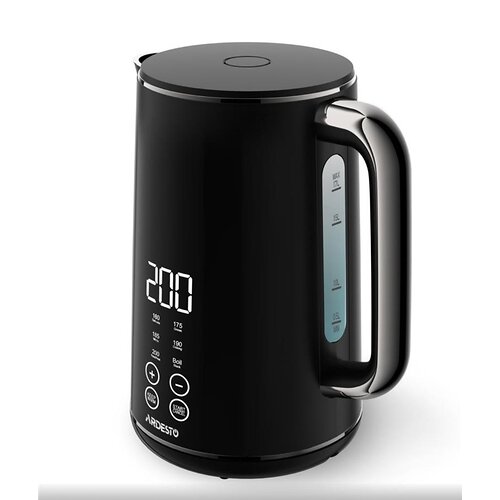 Електрочайник ARDESTO Elegance, 1.7л, LED дисплей, подвійні стінки, Otter, чорний глянець