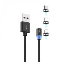 Кабель SkyDolphin S59KIT Magnetic USB - Lightning + microUSB + Type-C (M/M) 1 м, Black (SDUSB-000547)