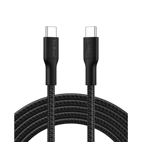 Кабель Belkin USB-C > USB-C заряджання/синхронізації 240Вт PD, 3м, плетений, чорний