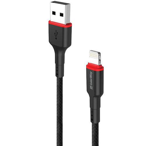 Кабель ColorWay USB - Lightning (M/M), 2.4 А, 1 м, Black (CW-CBUL064-BK)