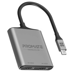 Адаптер Promate MediaLink-H2 USB Type-C - 2xHDMI (M/F) Grey