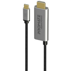 Кабель Promate HDMI-PD100 USB Type-C - HDMI V 2.0 (M/M), 1.8 м, Grey