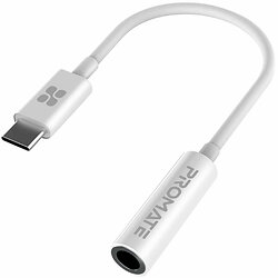 Адаптер Promate AuxLink-C USB Type-C - 3.5 мм (M/F), 0.2 м, White
