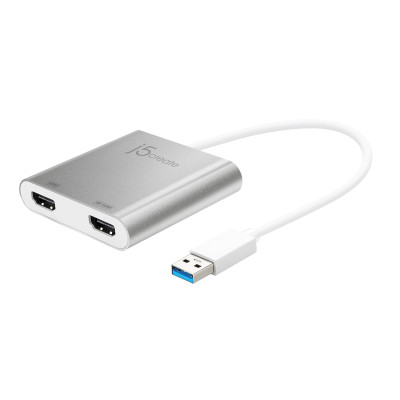 Адаптер J5create USB-A - 2 HDMI (M/F), Silver (JUA365-N)