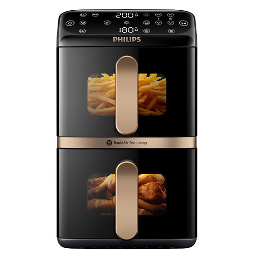 Мультипіч Philips Stacked Dual 2300Вт, чаша-5+5л, сенсорне управл., 6 авто. программ, пластик, чорний
