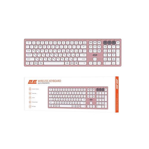 Клавіатура ножнична 2E KS270 109key, WL/BT, EN/UK, рожево-білий
