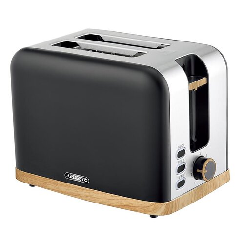 Тостер ARDESTO Wood Modern, 800Вт, метал, 2 слоти, чорний