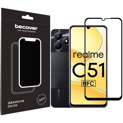 Защитное стекло BeCover для Realme C51 Black (710301)