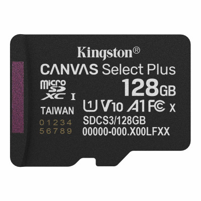 Карта пам`яті MicroSDXC 128GB UHS-I Class 10 Kingston Canvas Select Plus R150MB/s + SD-адаптер (SDCS3/128GB)