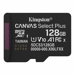 Карта памяти MicroSDXC 128GB UHS-I Class 10 Kingston Canvas Select Plus R150MB/s + SD-адаптер (SDCS3/128GB)
