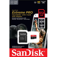 Карта памяти MicroSDXC 512GB UHS-I U3 R200/W140MB/s SanDisk Extreme Pro V30 + SD-адаптер (SDSQXCD-512G-GN6MA)