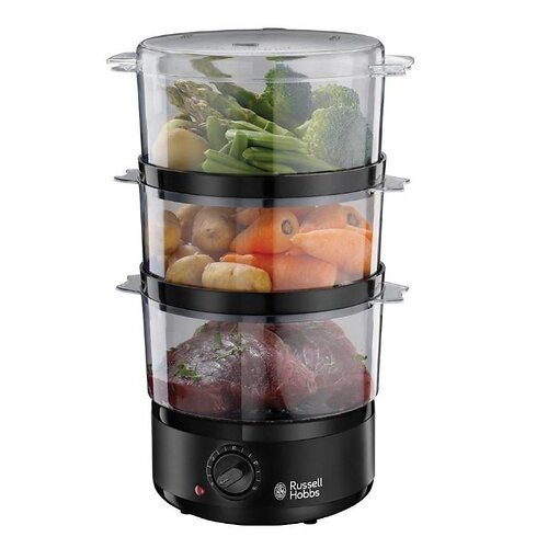 Пароварка Russell Hobbs Kitchen Collection 400Вт, чаша-2.3/3.3л, резервуар для води -0.5л, механічне керування, 3 яруси, пластик