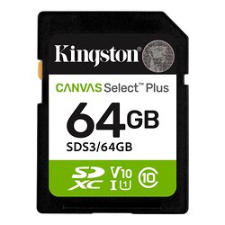 Карта памяти SDXC 64GB UHS-I Class 10 Kingston Canvas Select Plus R100MB/s (SDS3/64GB)