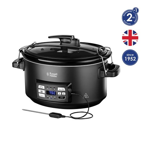 Повільноварка Russell Hobbs SouseVide, 350Вт, чаша-6.5л, електронне керув., 2 щупи, вакууматор, нерж. сталь, чорний