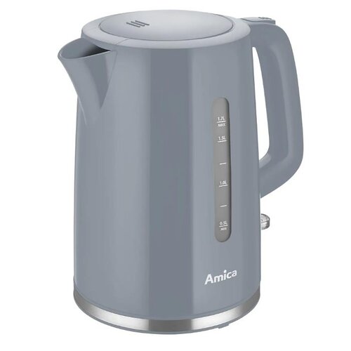Електрочайник Amica 1.7л, пластик, сірий