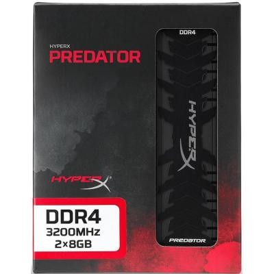 Модуль пам'яті для комп'ютера DDR4 16GB (2x8GB) 3200 MHz HyperX Predator Black Kingston Fury (ex.HyperX) (HX432C16PB3K2/16)