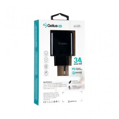 Зарядний пристрій Gelius Pro Zion QC3.0 PD2.0 18W with LCD GP-HC010 1USB(3А) + 1USB T (00000082306)