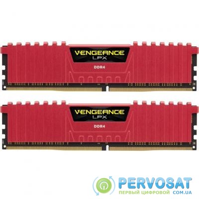 Модуль памяти для компьютера DDR4 16GB (2x8GB) 3000 MHz Vengeance LPX Red CORSAIR (CMK16GX4M2B3000C15R)