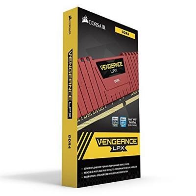 Модуль пам'яті для комп'ютера DDR4 16GB (2x8GB) 3000 MHz Vengeance LPX Red CORSAIR (CMK16GX4M2B3000C15R)