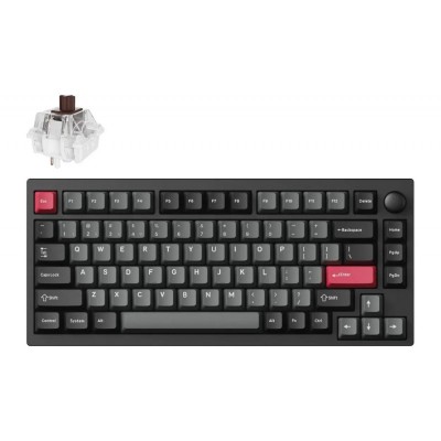 Клавіатура механічна Lemokey  P1 Pro 84Key, Keychron Super Brown, WL/BT/USB-A, QMK/VIA, Hot-Swap, EN/UKR, RGB,  Knob, Carbon Black