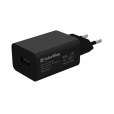 Зарядний пристрій ColorWay 1USB AUTO ID 2A (10W) black (CW-CHS012-BK) Зарядний пристрій ColorWay 1USB AUTO ID 2A (10W) black (CW-CHS012-BK)