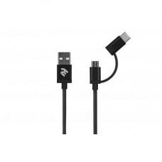 Дата кабель USB 2.0 AM to Micro 5P + Type-C 1.0m 5V/2.4A, Black 2E (2E-CCMTAB-BL) Дата кабель USB 2.0 AM to Micro 5P + Type-C 1.0m 5V/2.4A, Black 2E (2E-CCMTAB-BL)