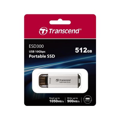 Портативний SSD Transcend 512GB USB 3.1 Gen 2 Type-C ESD300 Срібний