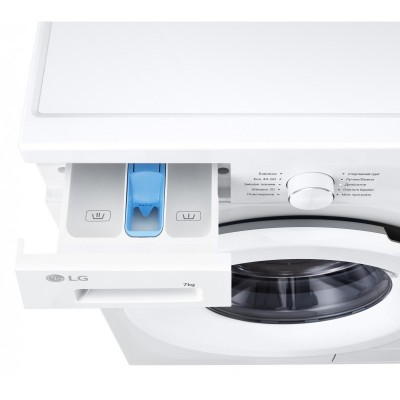 Пральна машина LG фронтальна, 7кг, 1200, A, 44см, дисплей, пара, інвертор, білий