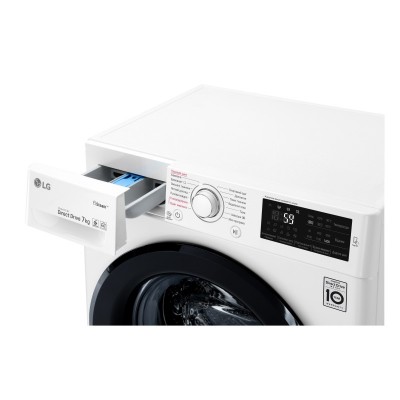 Пральна машина з фронт. завант. LG F2J5HS6W, 7кг, 1200, A+++-10%, Пара, глибина 45см, Дисплей, Білий