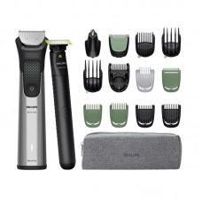 Тример Philips Series 9000, для обличчя, голови, тіла, акум., насадок-17, OneBlade в компл., сталь, сірий