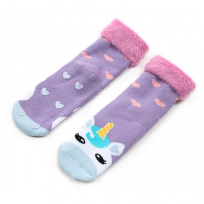 Шкарпетки Bross махрові з єдинорогом (21073-3G-violet)
