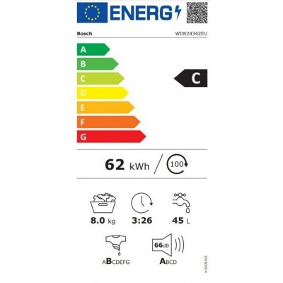 Пральна машина Bosch вбудовувана фронтальна, 8кг, 1200, C, 55см, дисплей, білий
