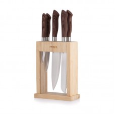 Набір ножів з блоком Ardesto Midori, 6 предметів, нержавіюча сталь, пластик, бамбук, коричневий Набір ножів з блоком Ardesto Midori, 6 предметів, нержавіюча сталь, пластик, бамбук, коричневий
