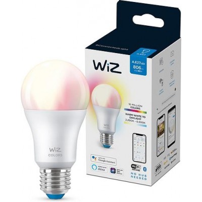 Керована по WiFi лампа WiZ E27 8W(60W 806Lm) A60 2200-6500K RGB Wi-Fi